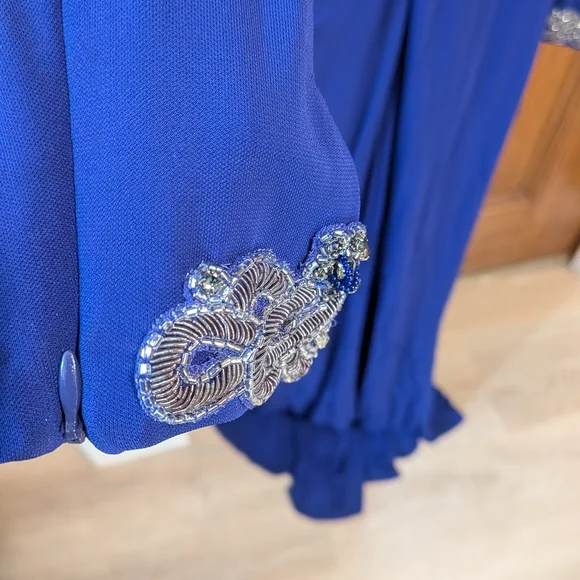 Badgley Mischka Royal Blue Long Sleeve Dress - Picture 5 of 5